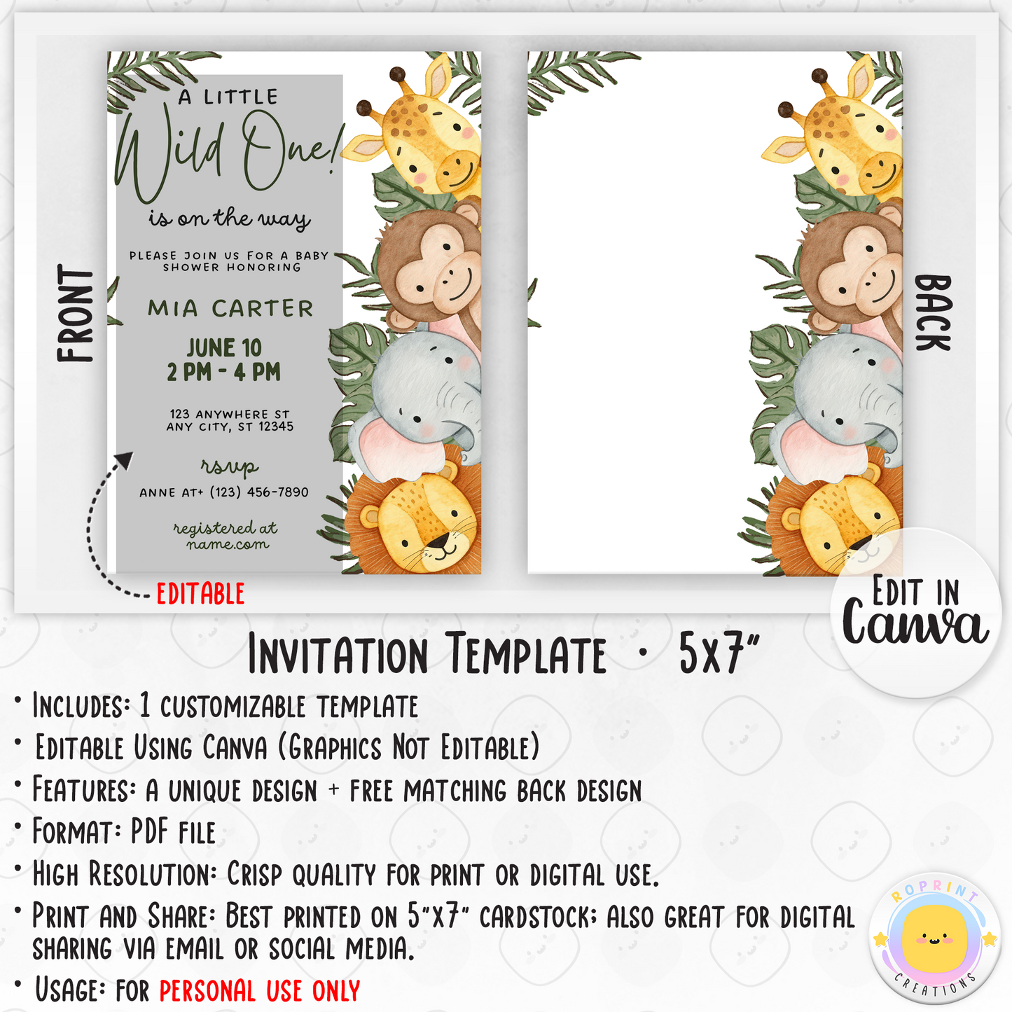 A Little Wild One is on the Way Safari Baby Shower Invitation - Safari Baby Shower Invite info