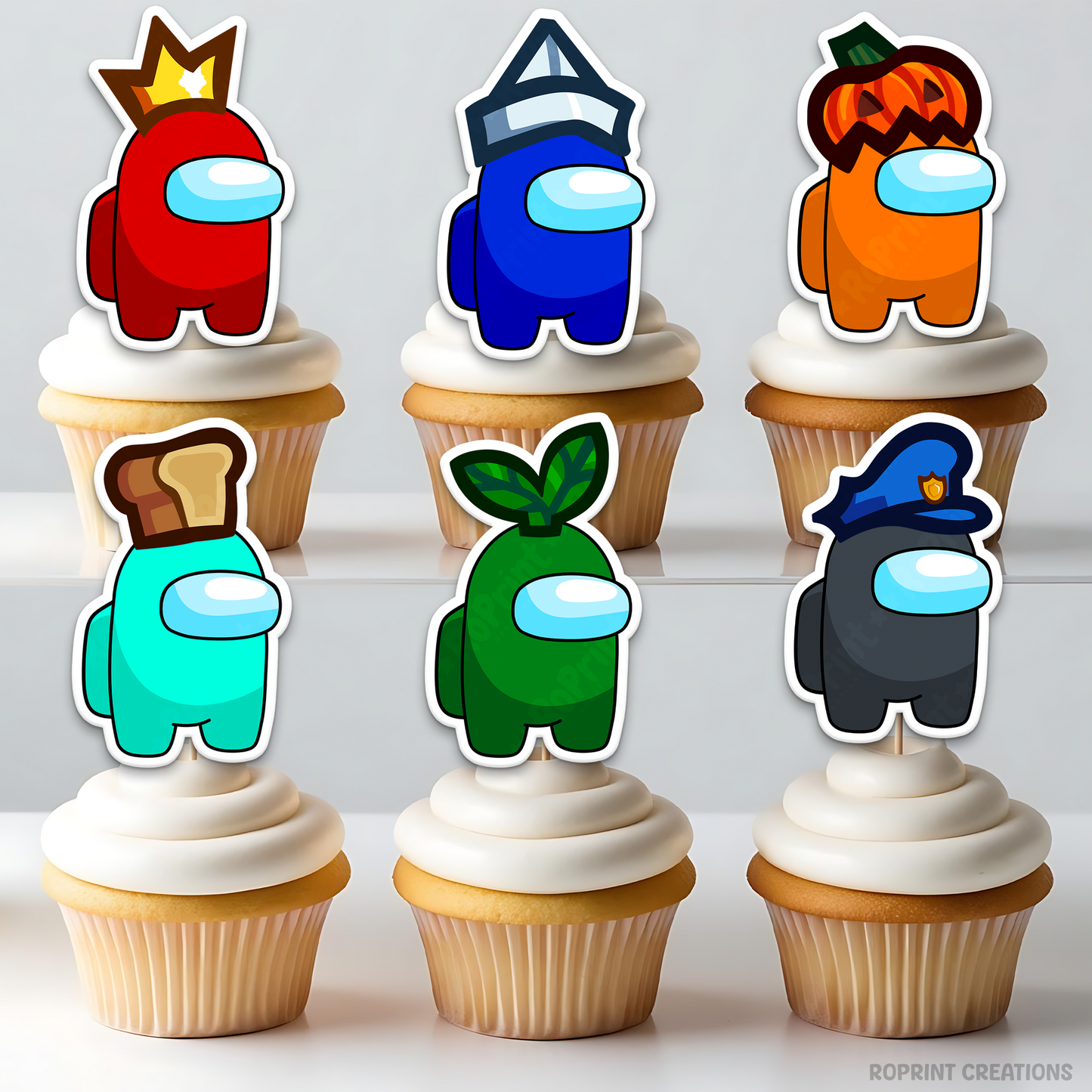 Add a fun, sus touch to your treats with these Among Us cupcake toppers! Perfect for gamer-themed birthdays—just download, print, and decorate. Instant Download.