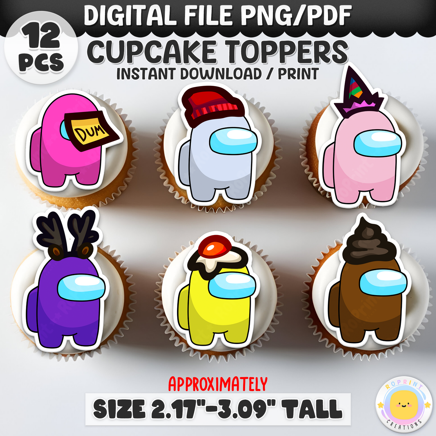 Add a fun, sus touch to your treats with these Among Us cupcake toppers! Perfect for gamer-themed birthdays—just download, print, and decorate. Instant Download.