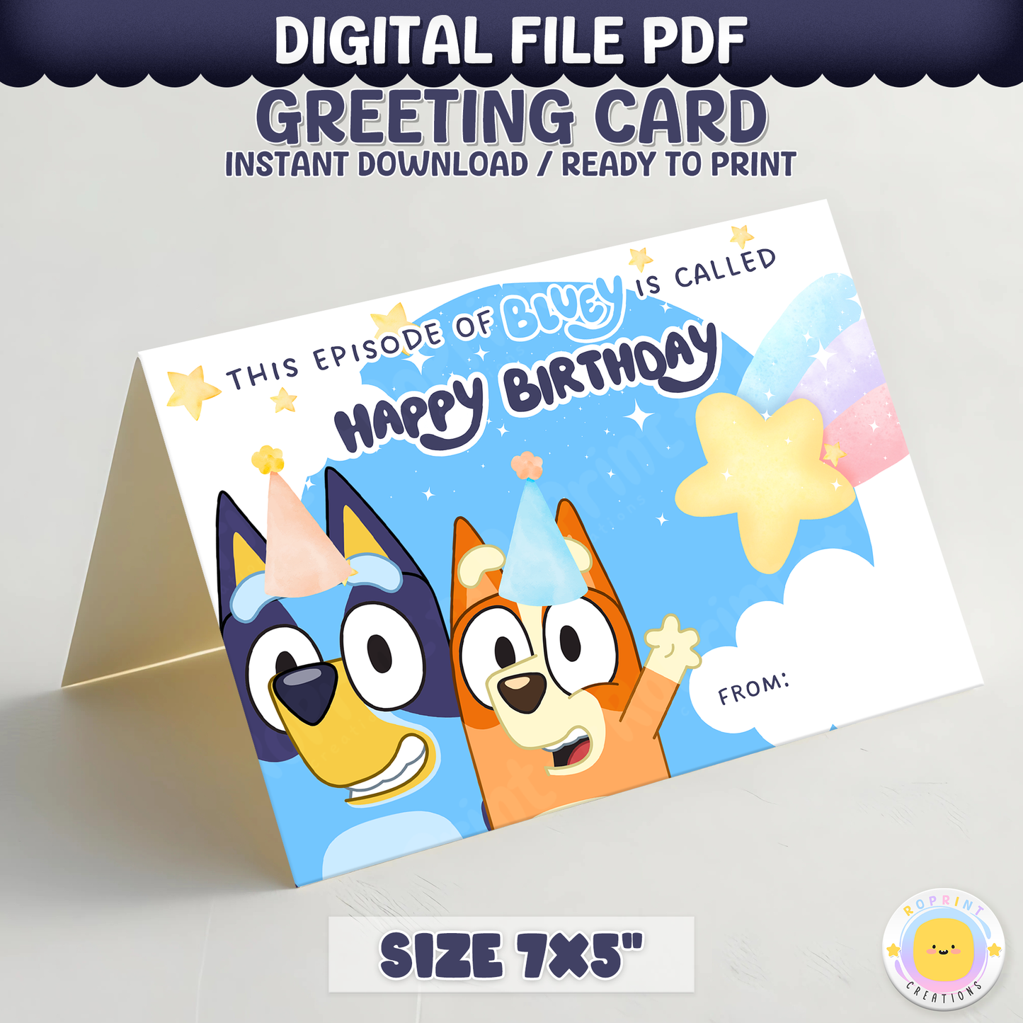 Bring the magic of Bluey to the celebration with this fun “This Episode is Called” birthday card! Download, print, trim, and fold to create a 5x7 greeting card kids will love. Instant Download.