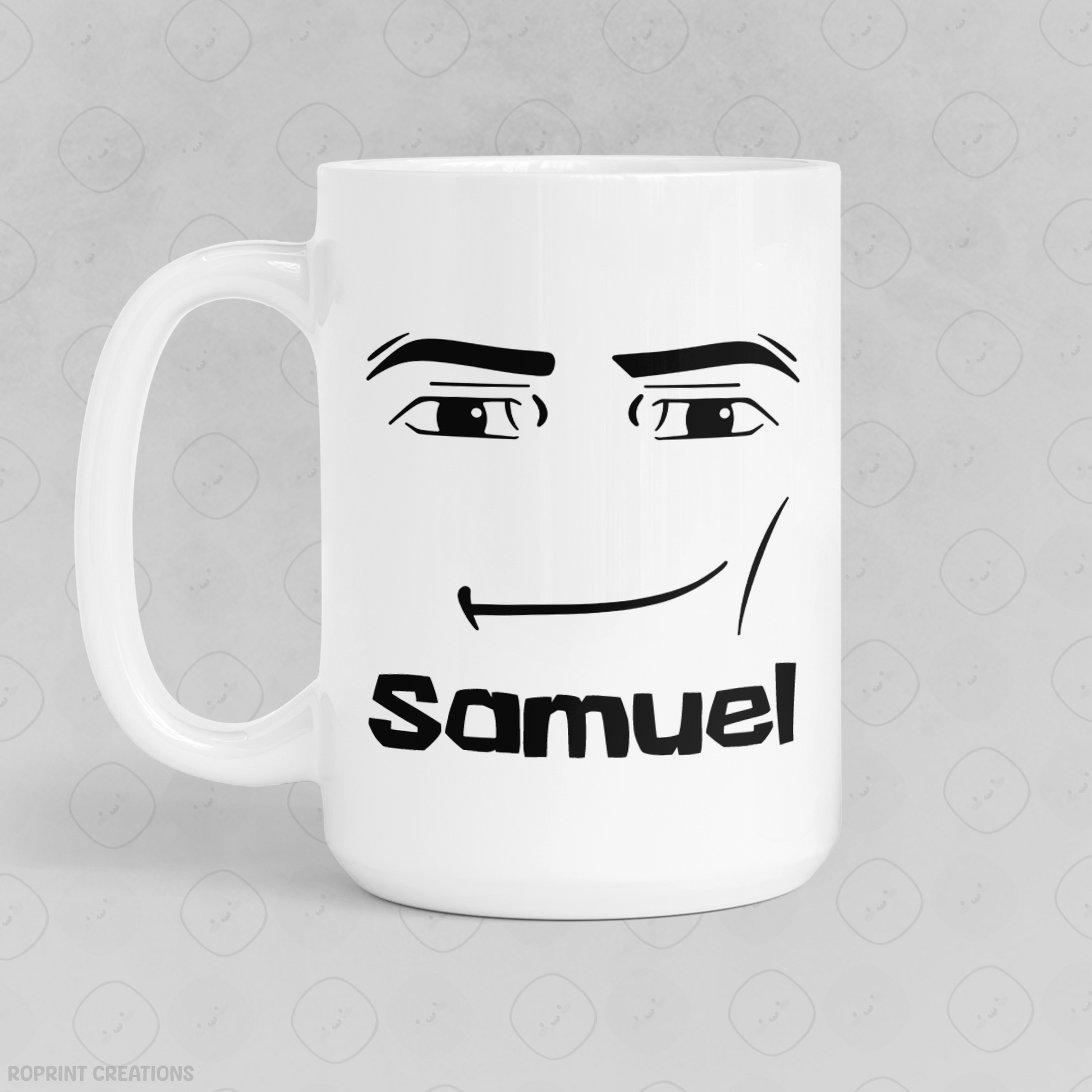 Enjoy your favorite drinks with this Personalized Roblox Man Face Mug! Featuring the classic man face and your custom name, it’s the perfect gift for any Roblox fan.