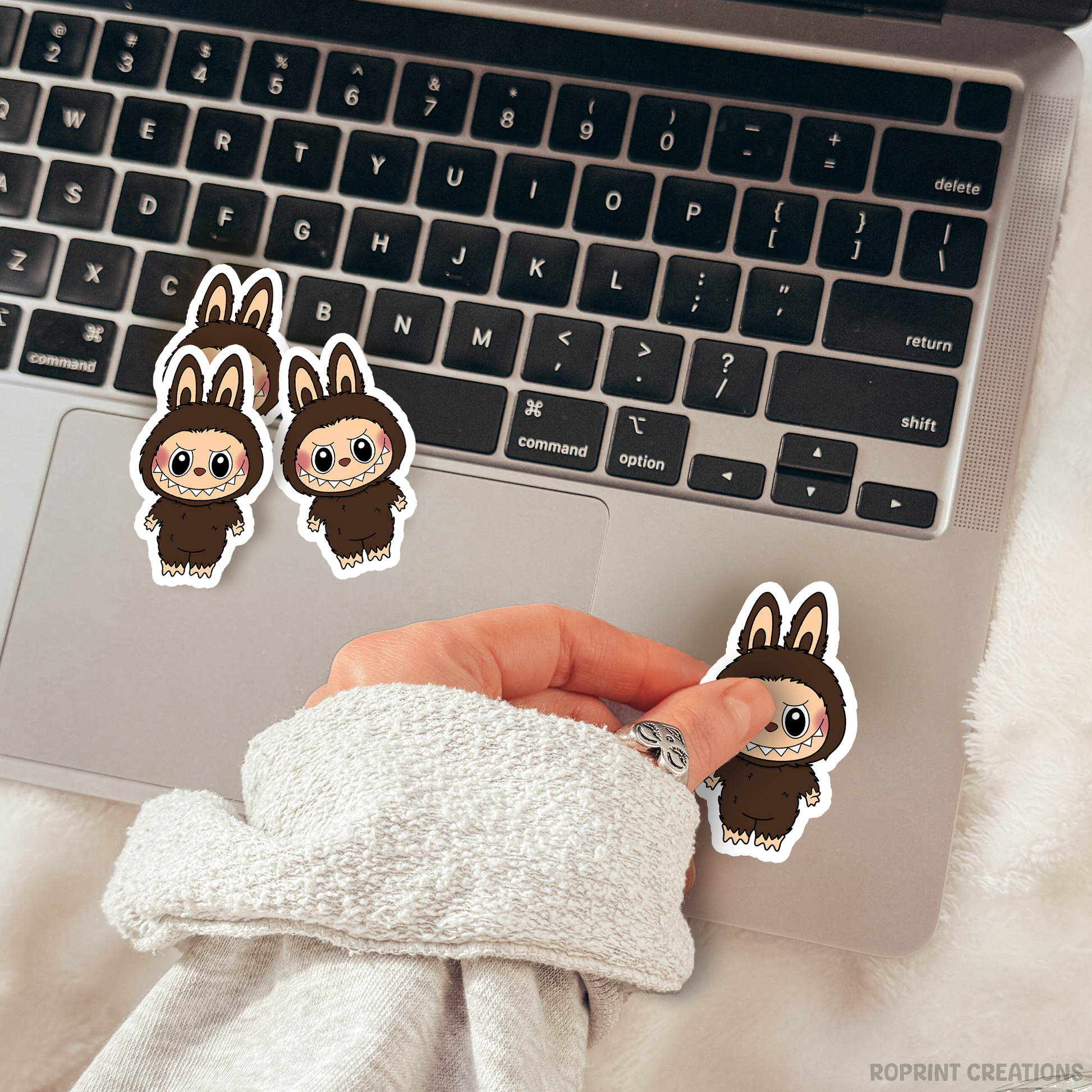 Add a fun touch to your items with this adorable Labubu Brown Sticker! Perfect for decorating notebooks and laptops — the best gift for Labubu fans.