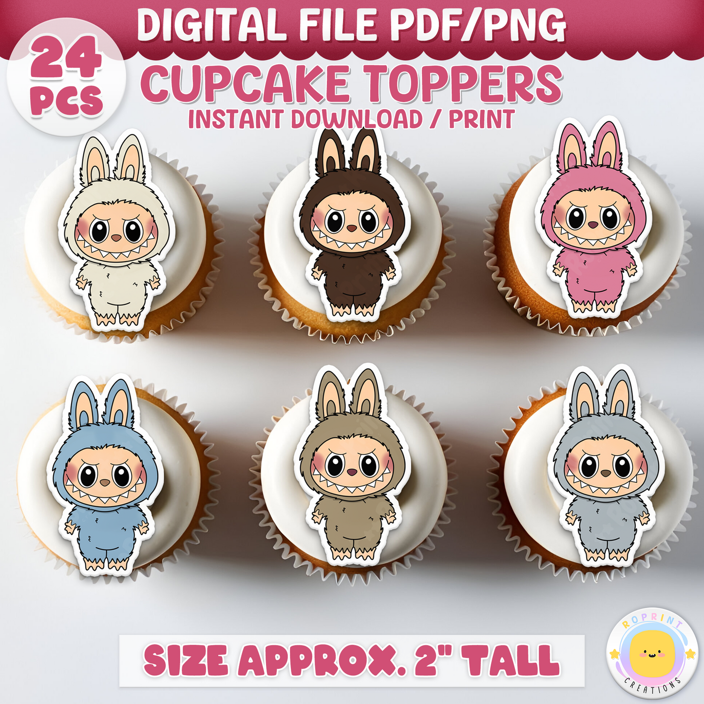 Add a playful touch to your party treats with these printable Labubu cupcake toppers! Perfect for cute monster-themed birthdays. Instant Download.