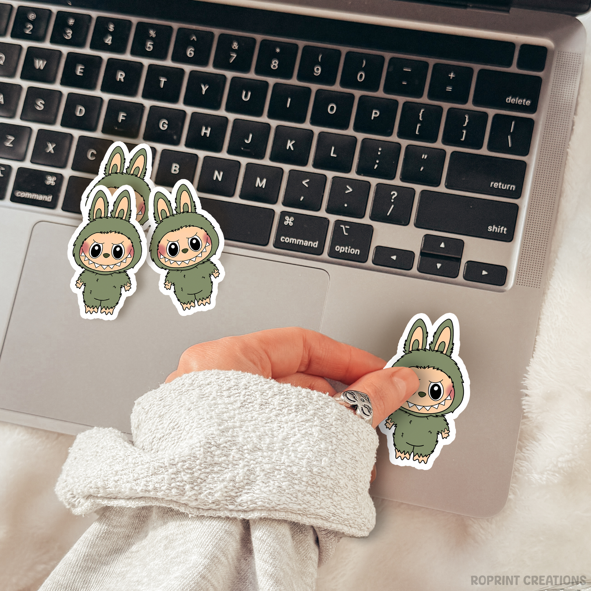 Add a fun touch to your items with this adorable Labubu Green Grape Sticker! Perfect for decorating notebooks and laptops — the best gift for Labubu fans.