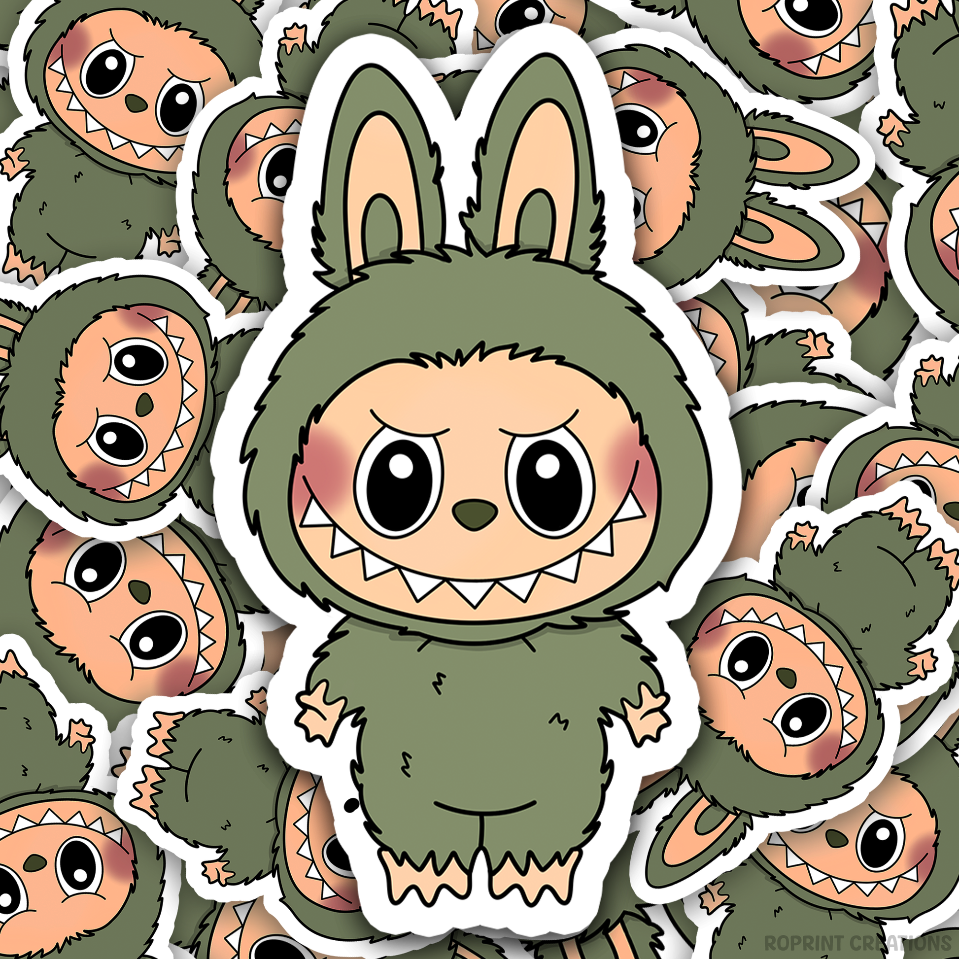 Add a fun touch to your items with this adorable Labubu Green Grape Sticker! Perfect for decorating notebooks and laptops — the best gift for Labubu fans.