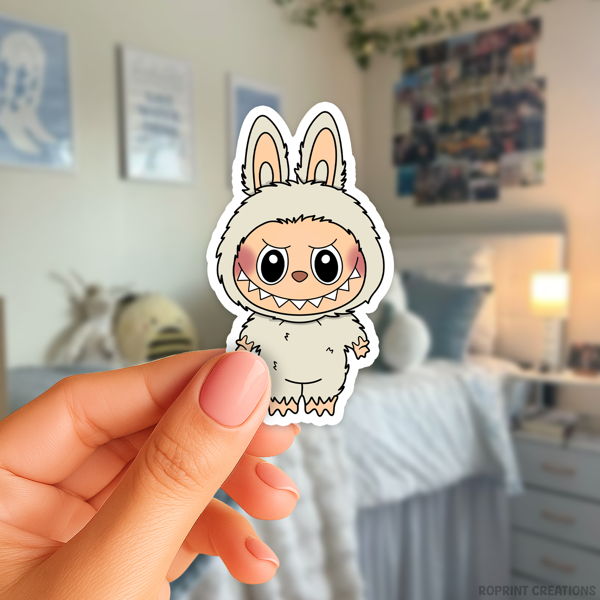 Add a fun touch to your items with this adorable Labubu Soymilk Sticker! Perfect for decorating notebooks and laptops — the best gift for Labubu fans.