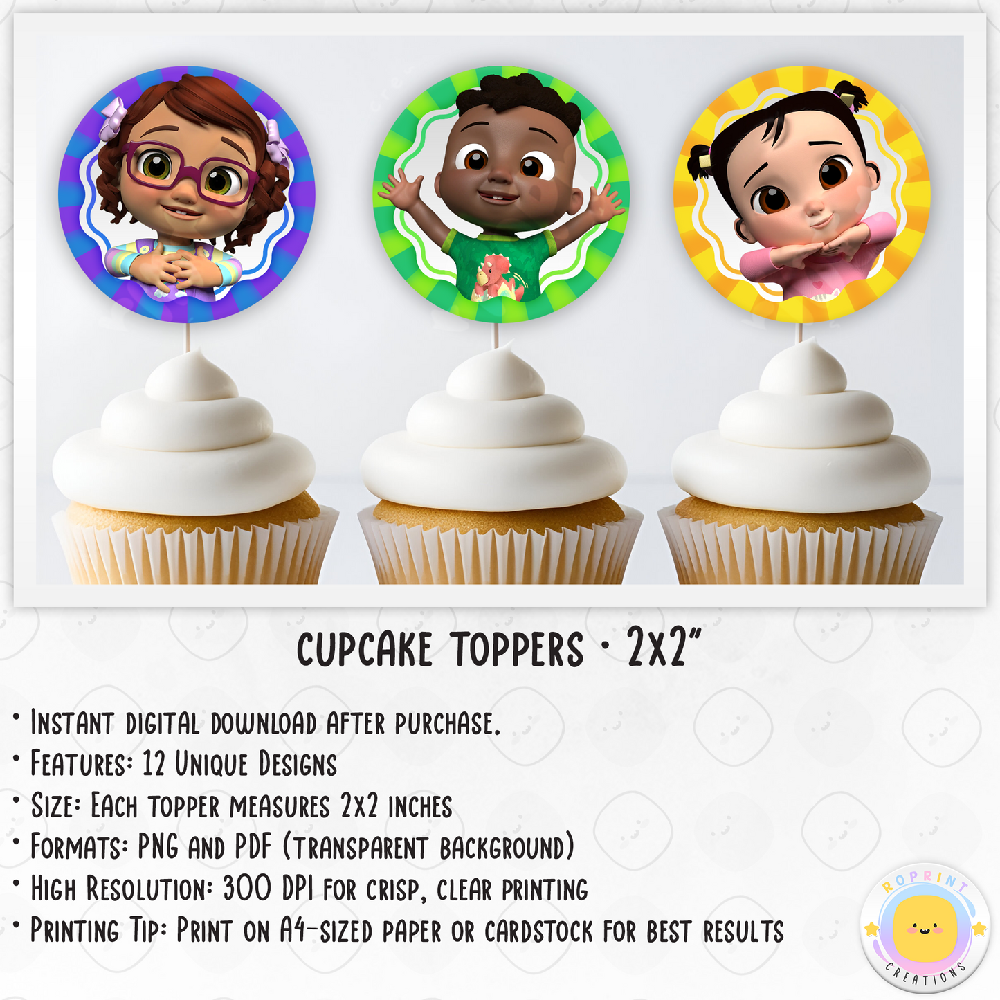 Cocomelon Cupcake Toppers