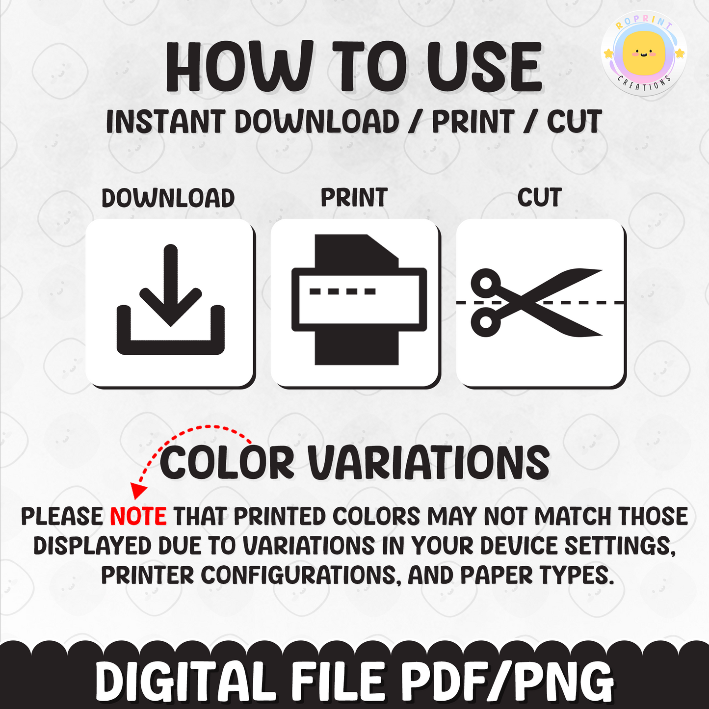 Step-by-step guide on how to use greeting cards from RoPrint Creations, including instructions for downloading, printing, trimming, and personalizing your cards for a special touch.