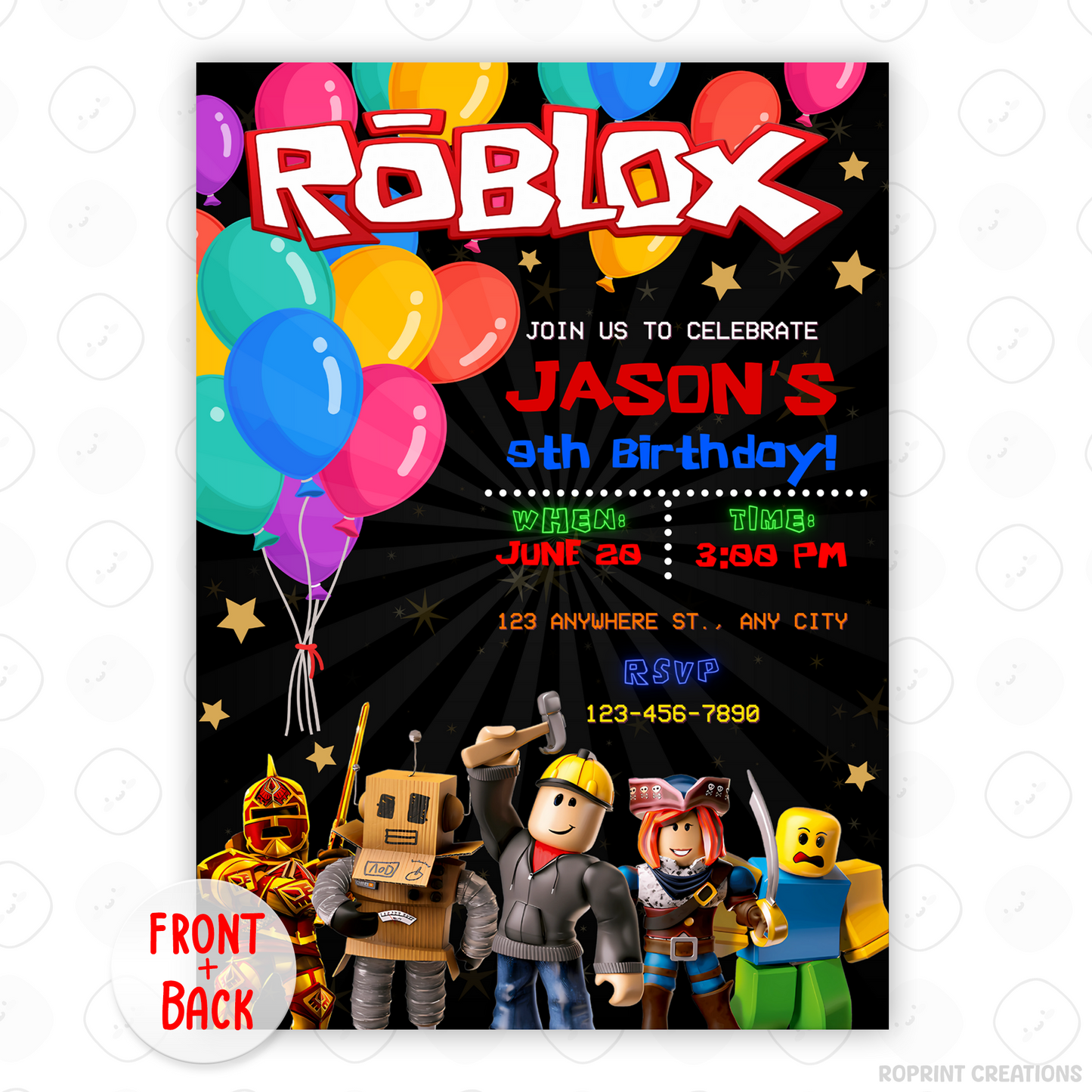 Level up your party with this Roblox-themed birthday invitation! Edit easily in Canva and print or share digitally. Instant download