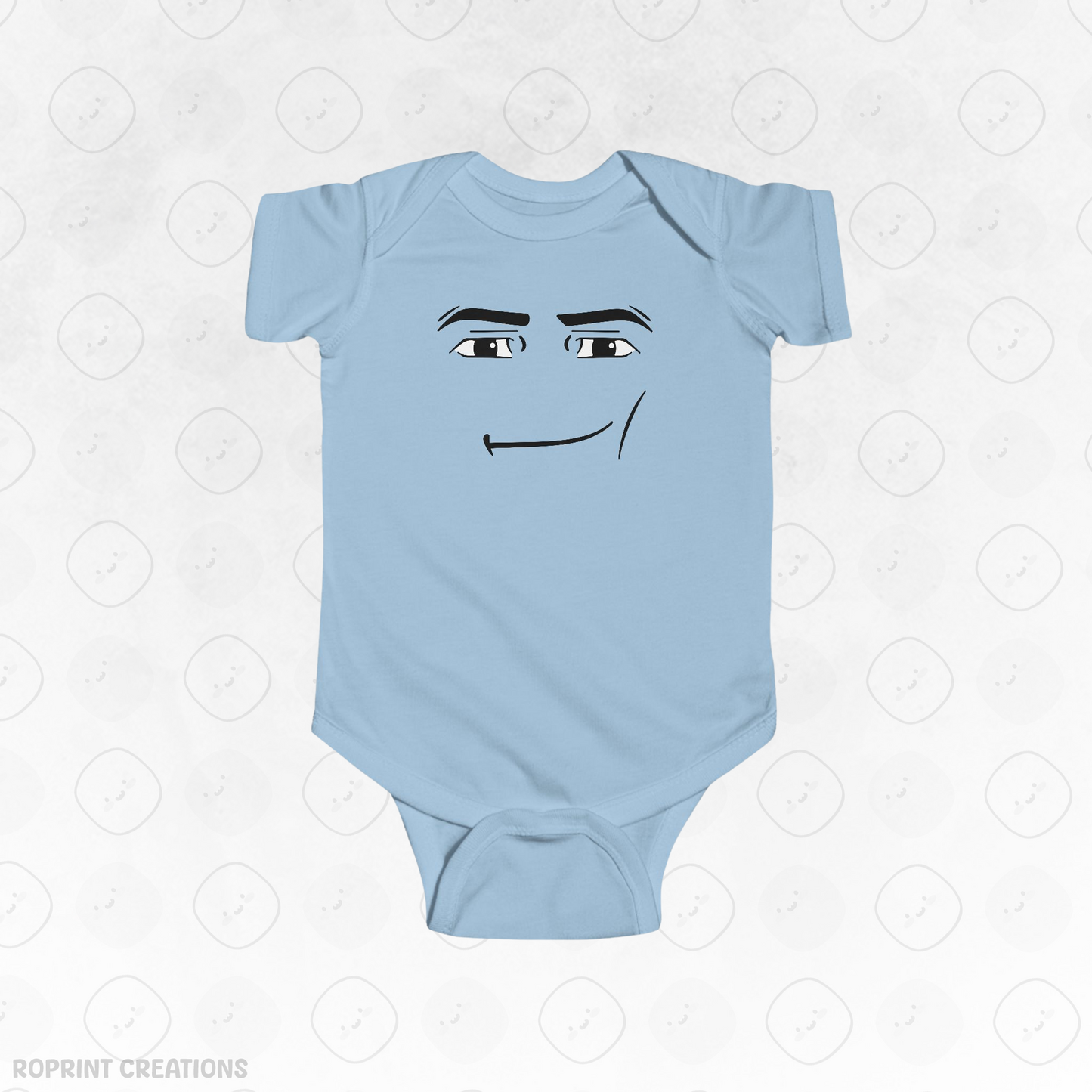 Show off your gamer humor with this Roblox Man Face Meme T-Shirt! Featuring the iconic meme face from Roblox, this Infant Bodysuit is a must-have for fans and gamers who love a good laugh. Perfect for casual wear, gaming sessions, or gifting to a Roblox enthusiast, this Infant Bodysuit combines comfort with a playful twist.