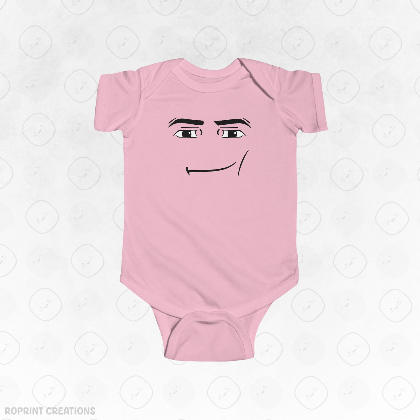 Show off your gamer humor with this Roblox Man Face Meme T-Shirt! Featuring the iconic meme face from Roblox, this Infant Bodysuit is a must-have for fans and gamers who love a good laugh. Perfect for casual wear, gaming sessions, or gifting to a Roblox enthusiast, this Infant Bodysuit combines comfort with a playful twist.