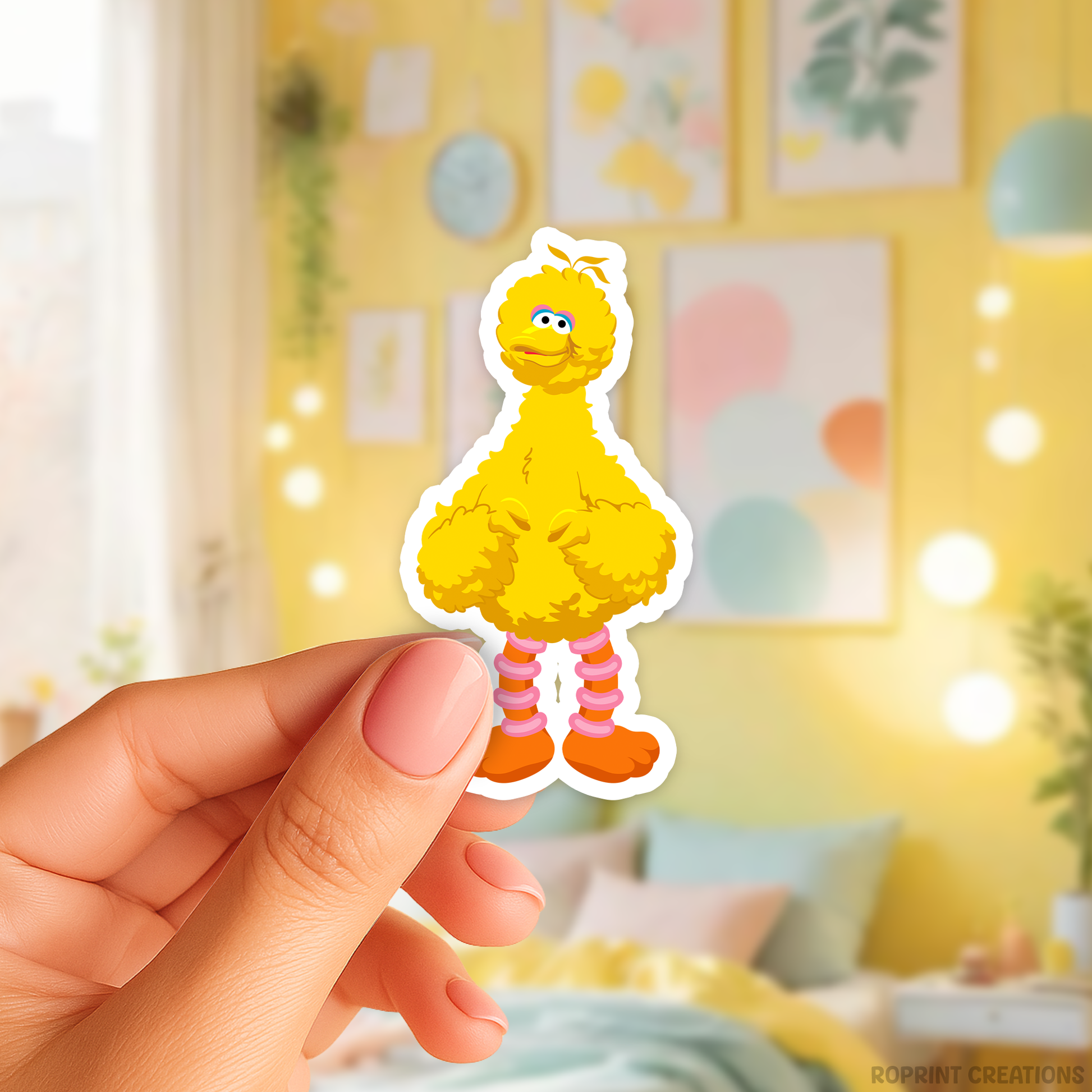 Add some fun with this Big Bird sticker! Perfect for party favors, crafts, or decorating notebooks, laptops, and more — the best gift for Sesame Street fans.