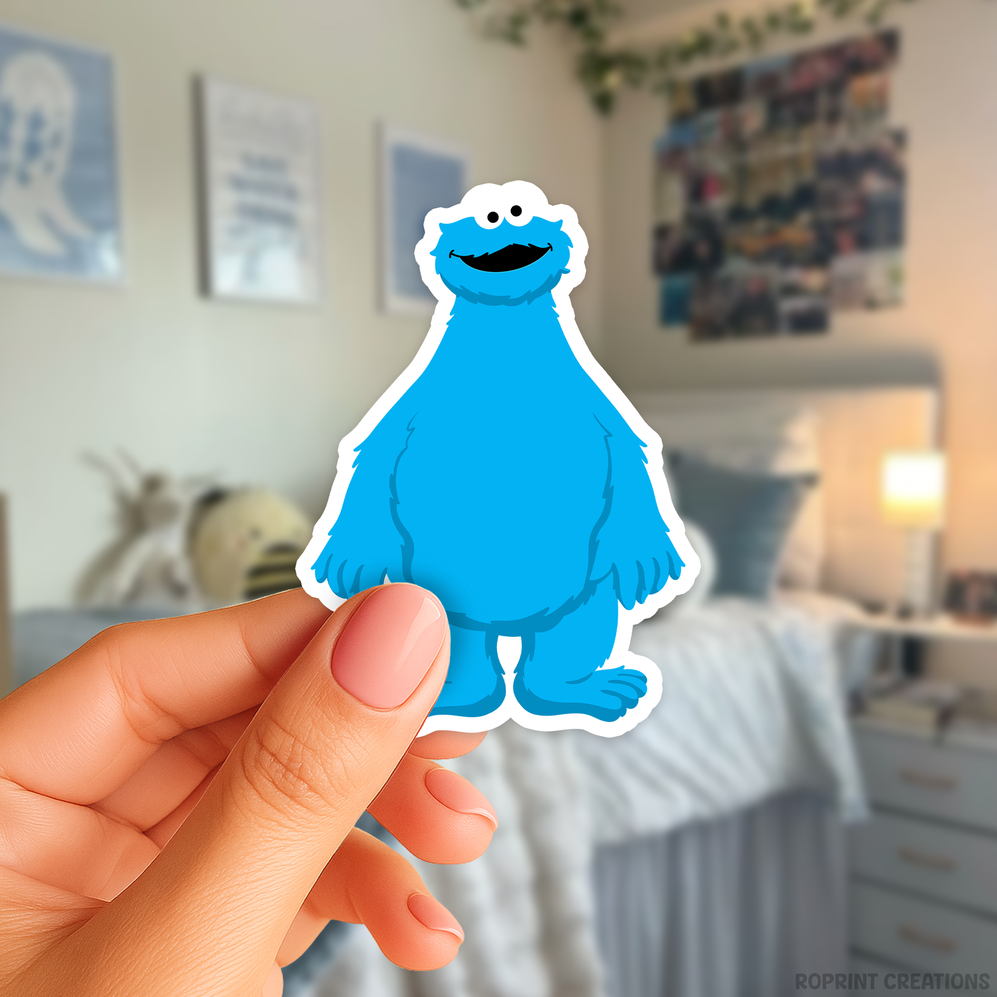 Add some fun with this Cookie Monster sticker! Perfect for party favors, crafts, or decorating notebooks, laptops, and more — the best gift for Sesame Street fans.