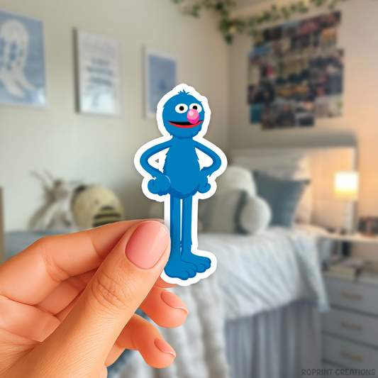 Add some fun with this Grover sticker! Perfect for party favors, crafts, or decorating notebooks, laptops, and more — the best gift for Sesame Street fans.