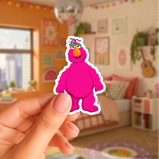 Add some fun with this Telly Monster sticker! Perfect for party favors, crafts, or decorating notebooks, laptops, and more — the best gift for Sesame Street fans.