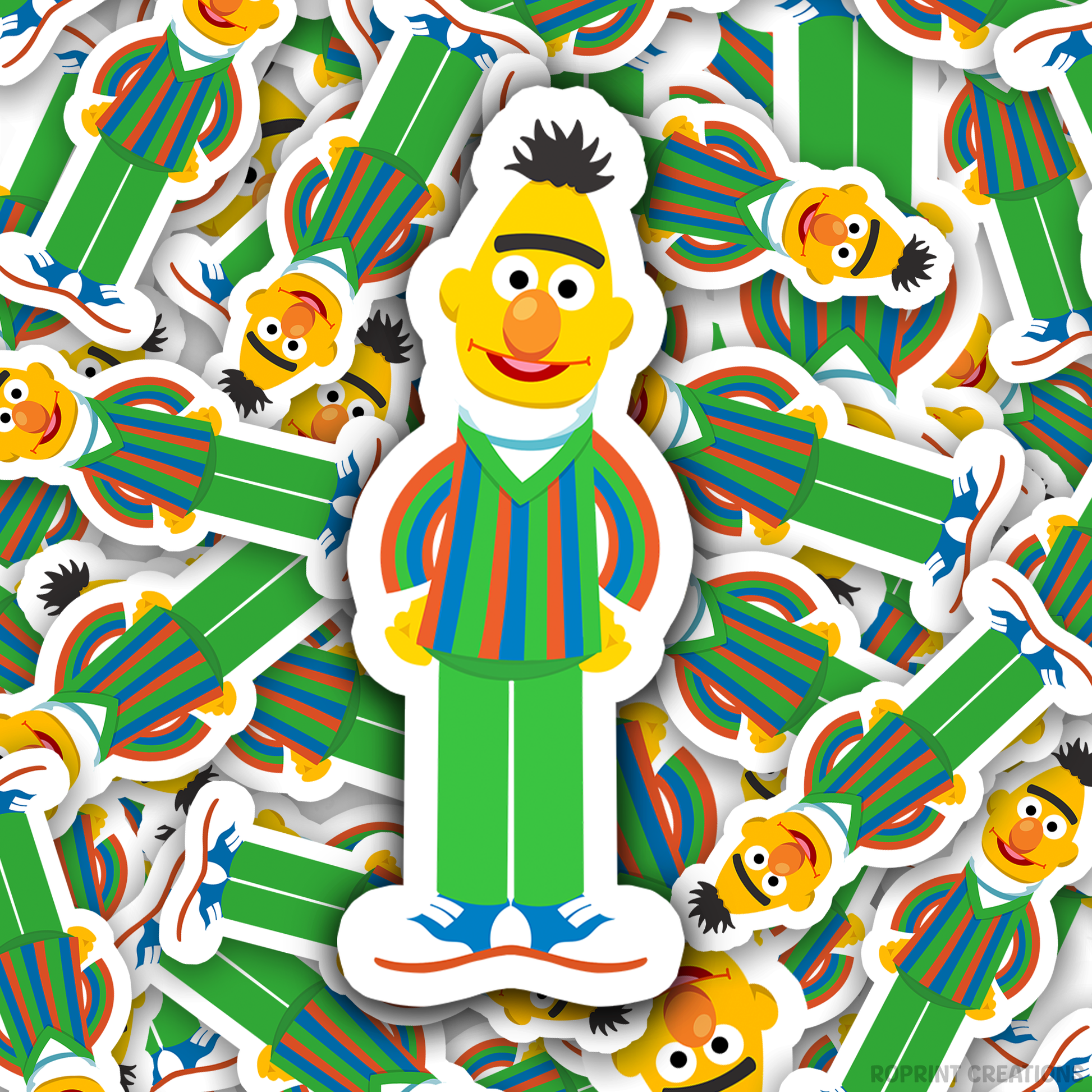 Add some fun with this Bert sticker! Perfect for party favors, crafts, or decorating notebooks, laptops, and more — the best gift for Sesame Street fans.