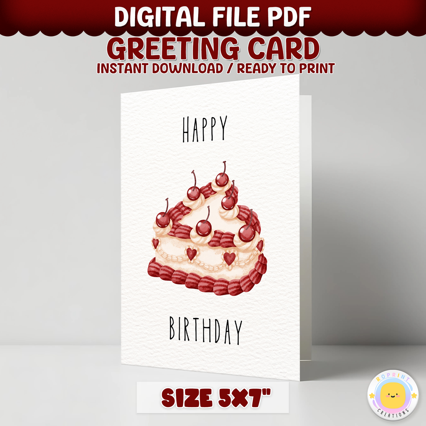 Celebrate in classic style with this adorable vintage cake birthday card! Download, print, trim, and fold to create a charming 5x7 greeting card. Instant Download