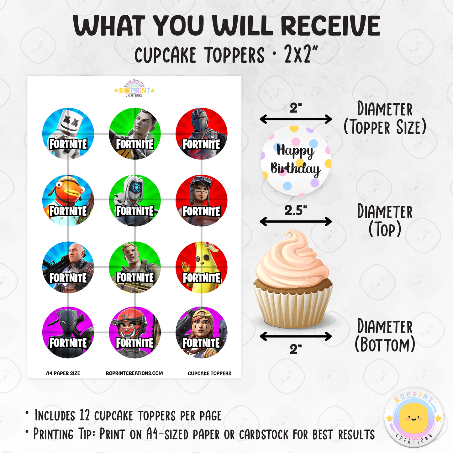 Fortnite Cupcake Toppers - Fortnite Birthday Cupcake Toppers