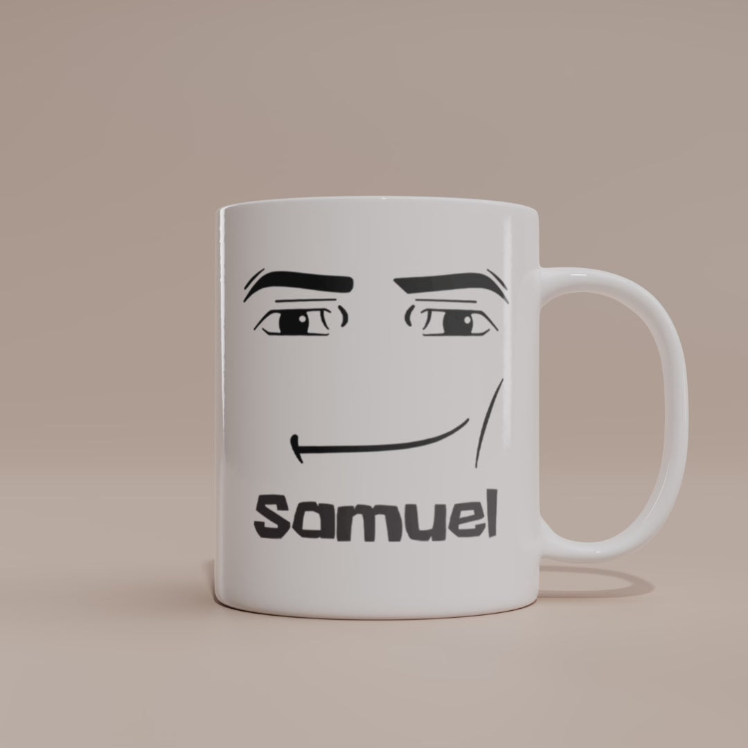 Enjoy your favorite drinks with this Personalized Roblox Man Face Mug! Featuring the classic man face and your custom name, it’s the perfect gift for any Roblox fan.
