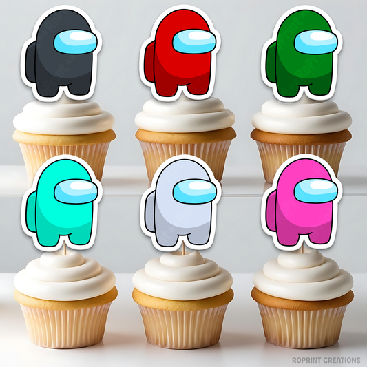 Among Us Birthday Cupcake Toppers