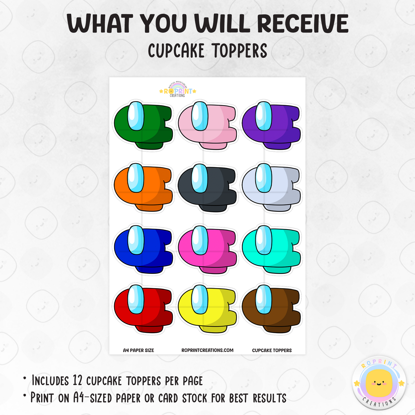 Add a fun, sus touch to your treats with these Among Us cupcake toppers! Perfect for gamer-themed birthdays—just download, print, and decorate. Instant Download.