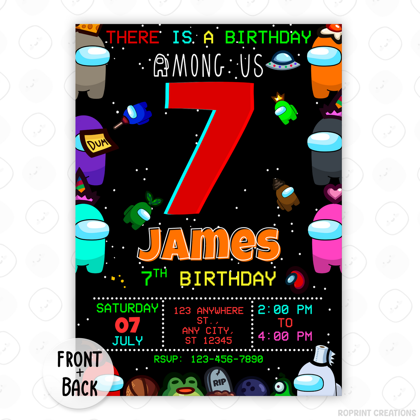 Throw a sus party with this fun Among Us birthday invitation! Customize in Canva, then print or share digitally. Instant download