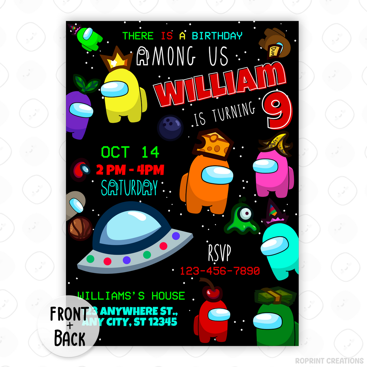 Throw a sus party with this fun Among Us birthday invitation! Customize in Canva, then print or share digitally. Instant download