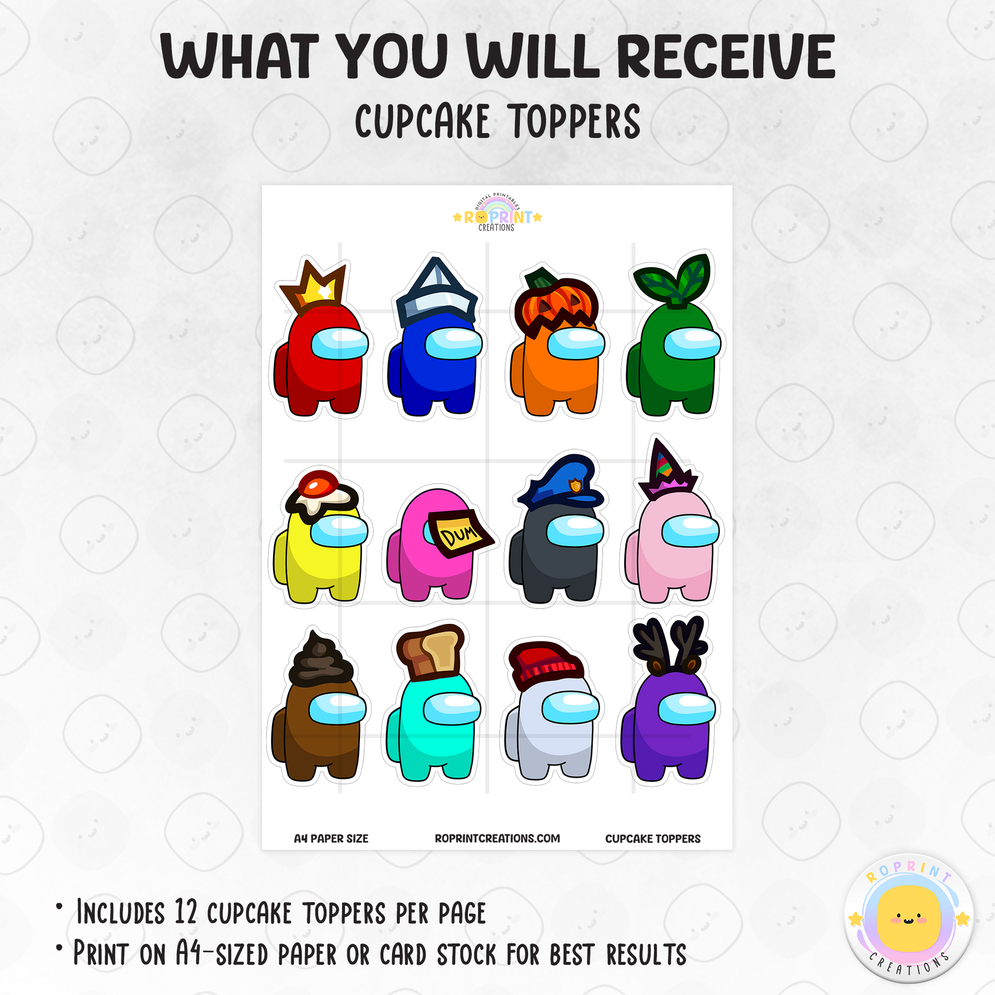 Add a fun, sus touch to your treats with these Among Us cupcake toppers! Perfect for gamer-themed birthdays—just download, print, and decorate. Instant Download.