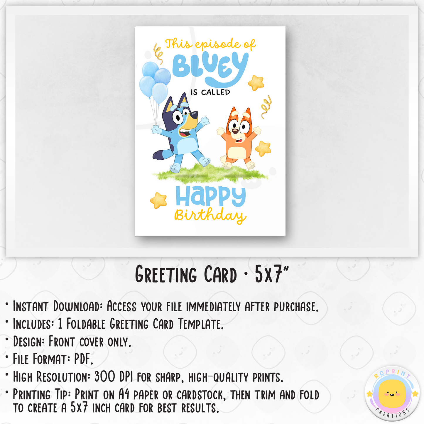 Bluey Birthday Card - Bluey Birthday Greeting Card