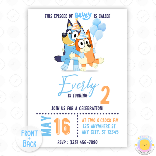 Bluey Birthday Invitation - Bluey Invitation Canva Template