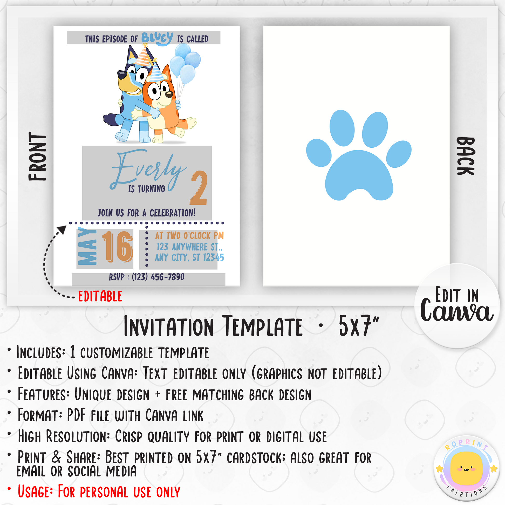Bluey Birthday Invitation - Bluey Invitation Template info