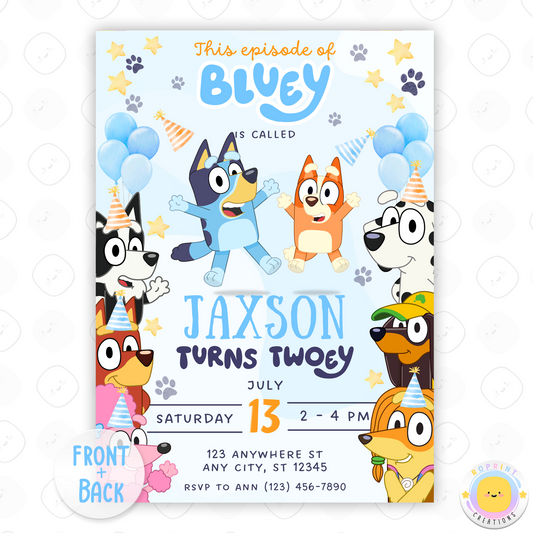 Bluey Birthday Invitation Template - Bluey boy 2nd Birthday Invitation Canva Template