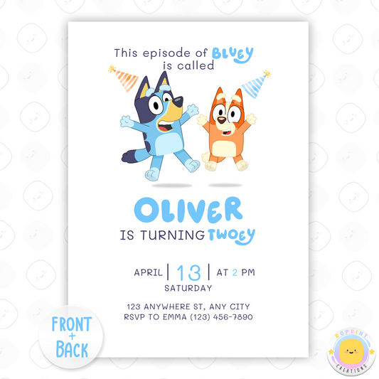 Bluey Birthday Invitation Template - Editable Bluey Template Canva Template