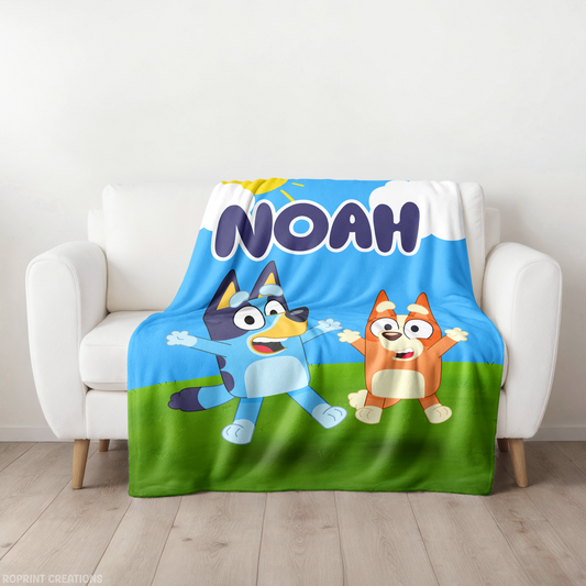 Bluey Custom Name Sky Blanket, Personalized Blue Dog Blanket, Gift For Kids
Wrap your little one in cozy comfort with this personalized Bluey sky blanket — custom name included! A fun and thoughtful gift for Bluey fans.