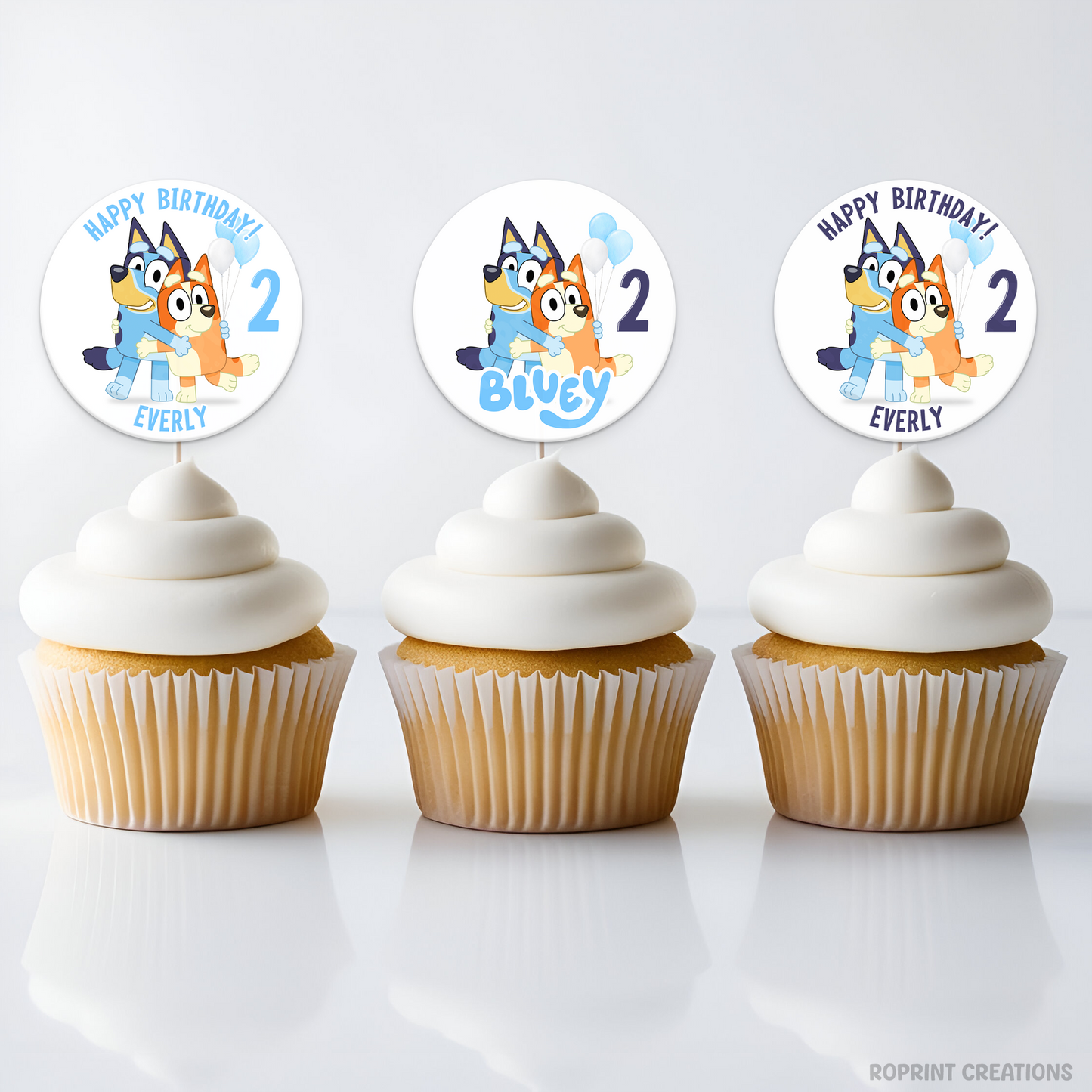 Bluey Editable Cupcake Toppers - Blue Dog Custom Name Cupcake Topper Party Favor
Make your treats extra fun with these editable Bluey cupcake toppers! Personalize with your child’s name and print for the perfect party favor.