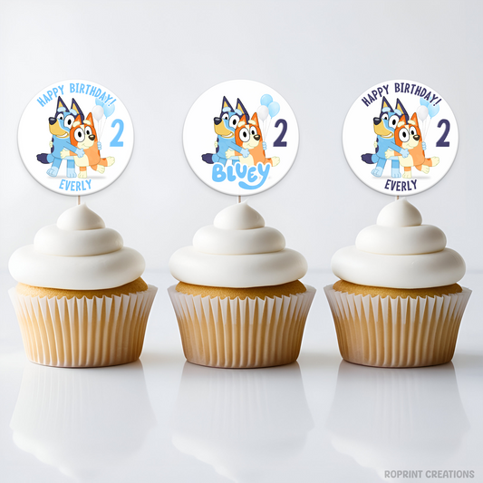 Bluey Editable Cupcake Toppers - Blue Dog Custom Name Cupcake Topper Party Favor
Make your treats extra fun with these editable Bluey cupcake toppers! Personalize with your child’s name and print for the perfect party favor.