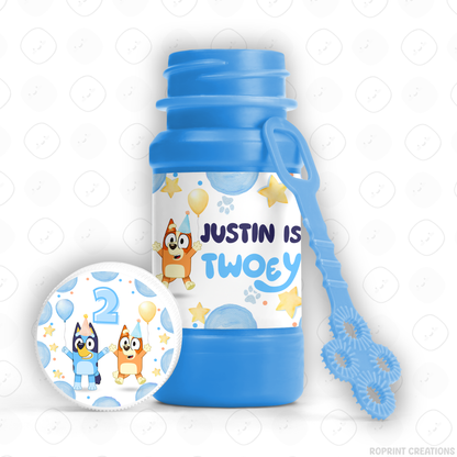 Bluey TWO-EY 2nd birthday party favors, editable Bluey second birthday printable favor template