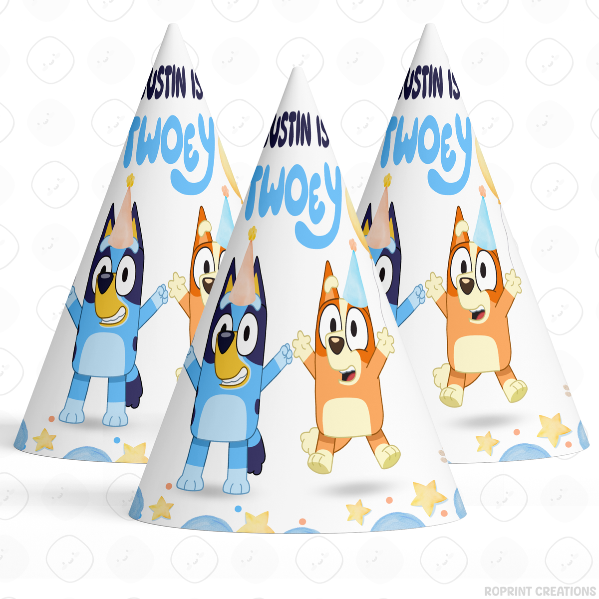 Bluey TWO-EY 2nd birthday party favors, editable Bluey second birthday printable favor template