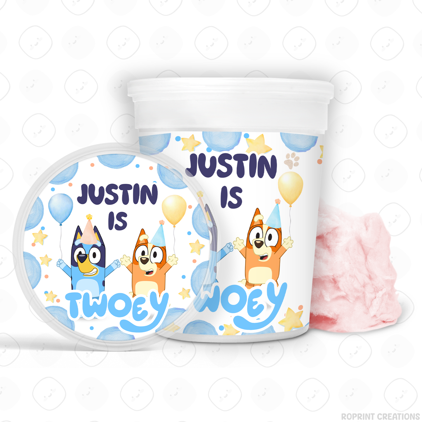 Bluey TWO-EY 2nd birthday party favors, editable Bluey second birthday printable favor template