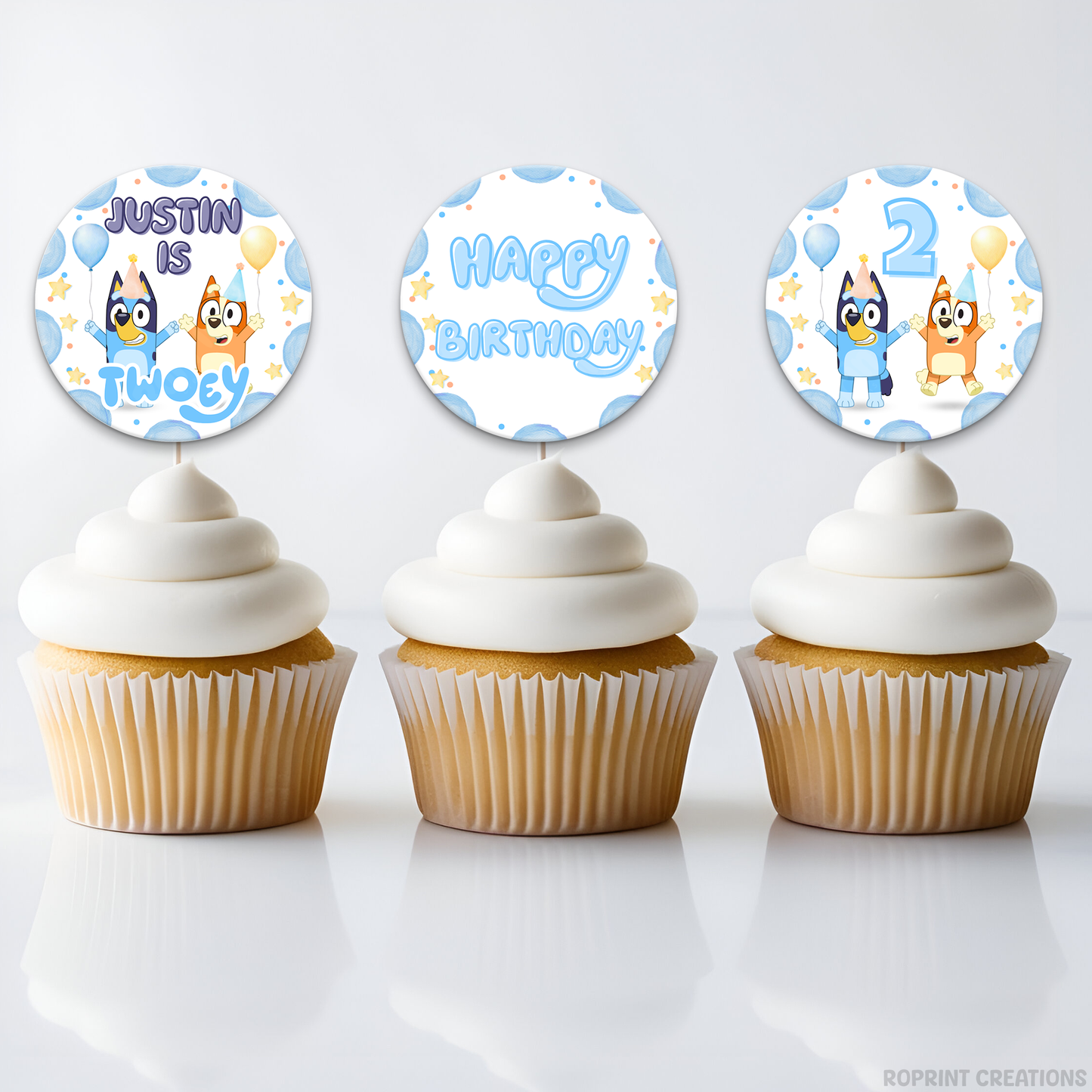 Bluey TWO-EY 2nd birthday party favors, editable Bluey second birthday printable favor template