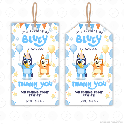 Bluey TWO-EY 2nd birthday party favors, editable Bluey second birthday printable favor template