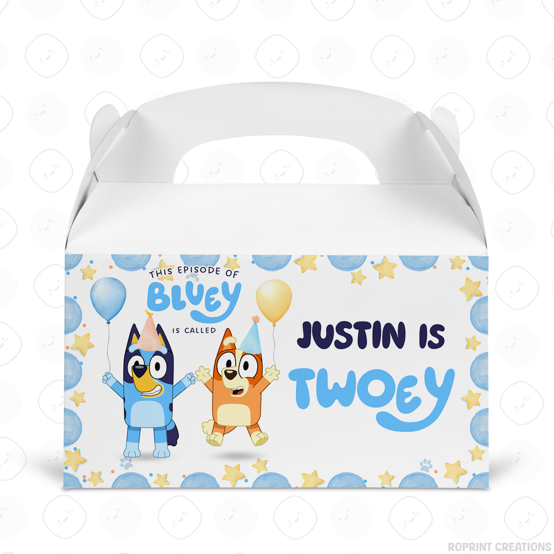 Bluey TWO-EY 2nd birthday party favors, editable Bluey second birthday printable favor template