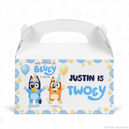 Bluey TWO-EY 2nd birthday party favors, editable Bluey second birthday printable favor template