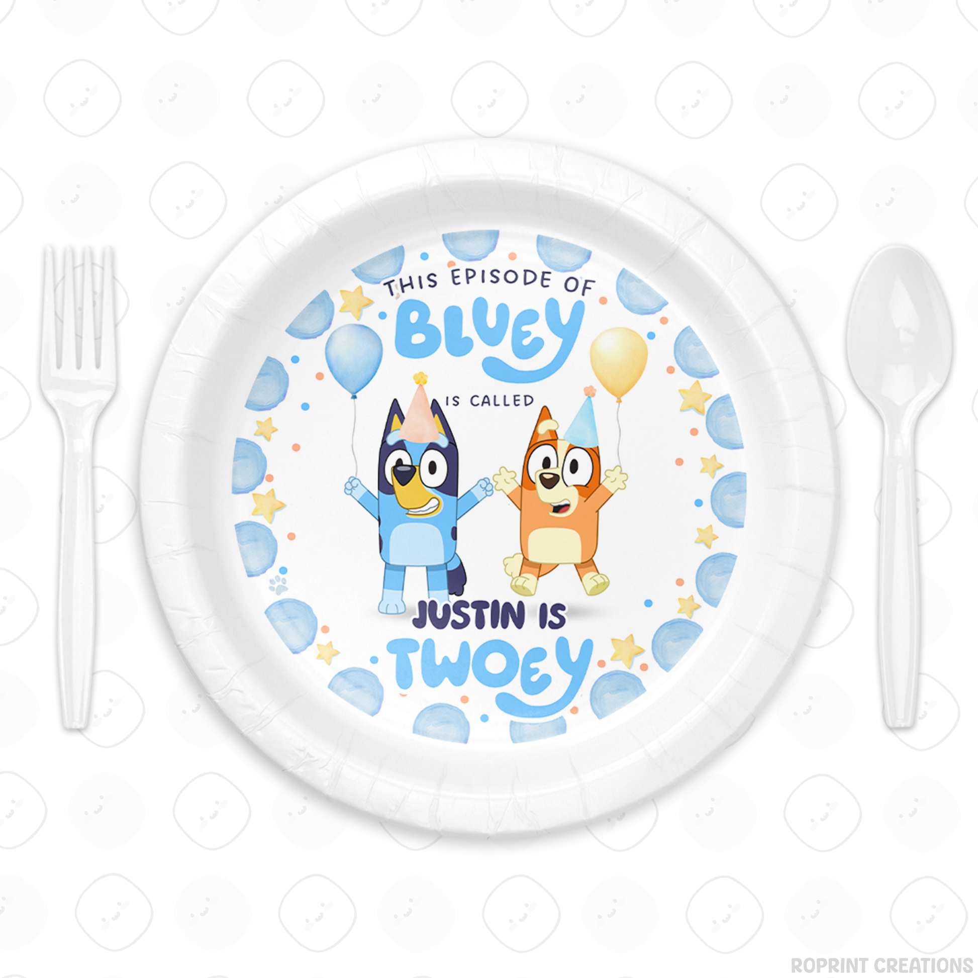 Bluey TWO-EY 2nd birthday party favors, editable Bluey second birthday printable favor template