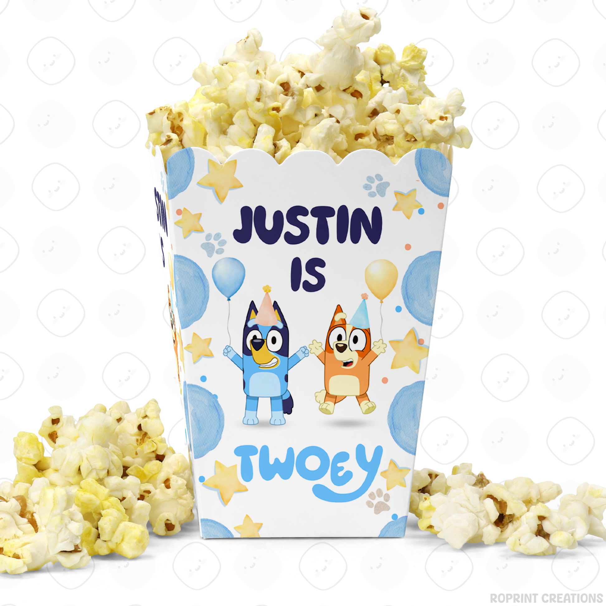 Bluey TWO-EY 2nd birthday party favors, editable Bluey second birthday printable favor template