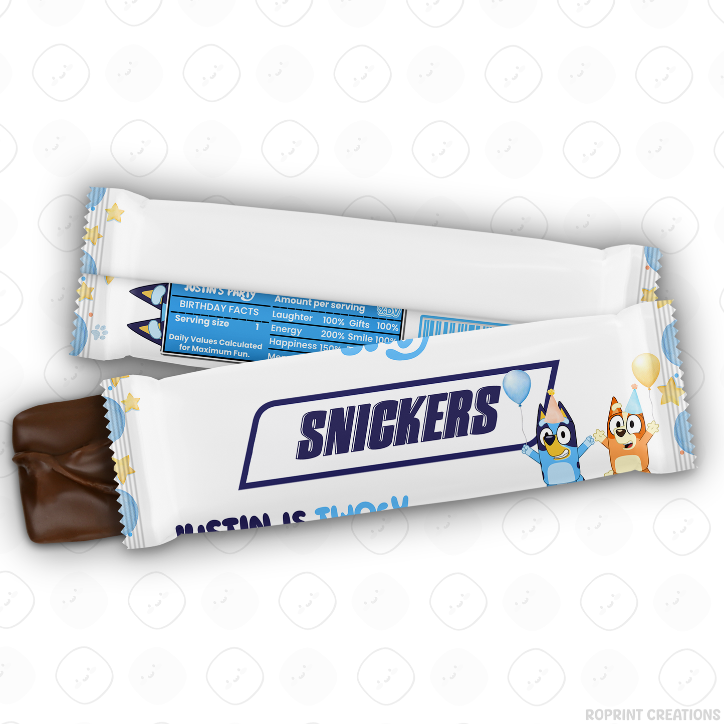 Bluey TWO-EY 2nd birthday party favors, editable Bluey second birthday printable favor template