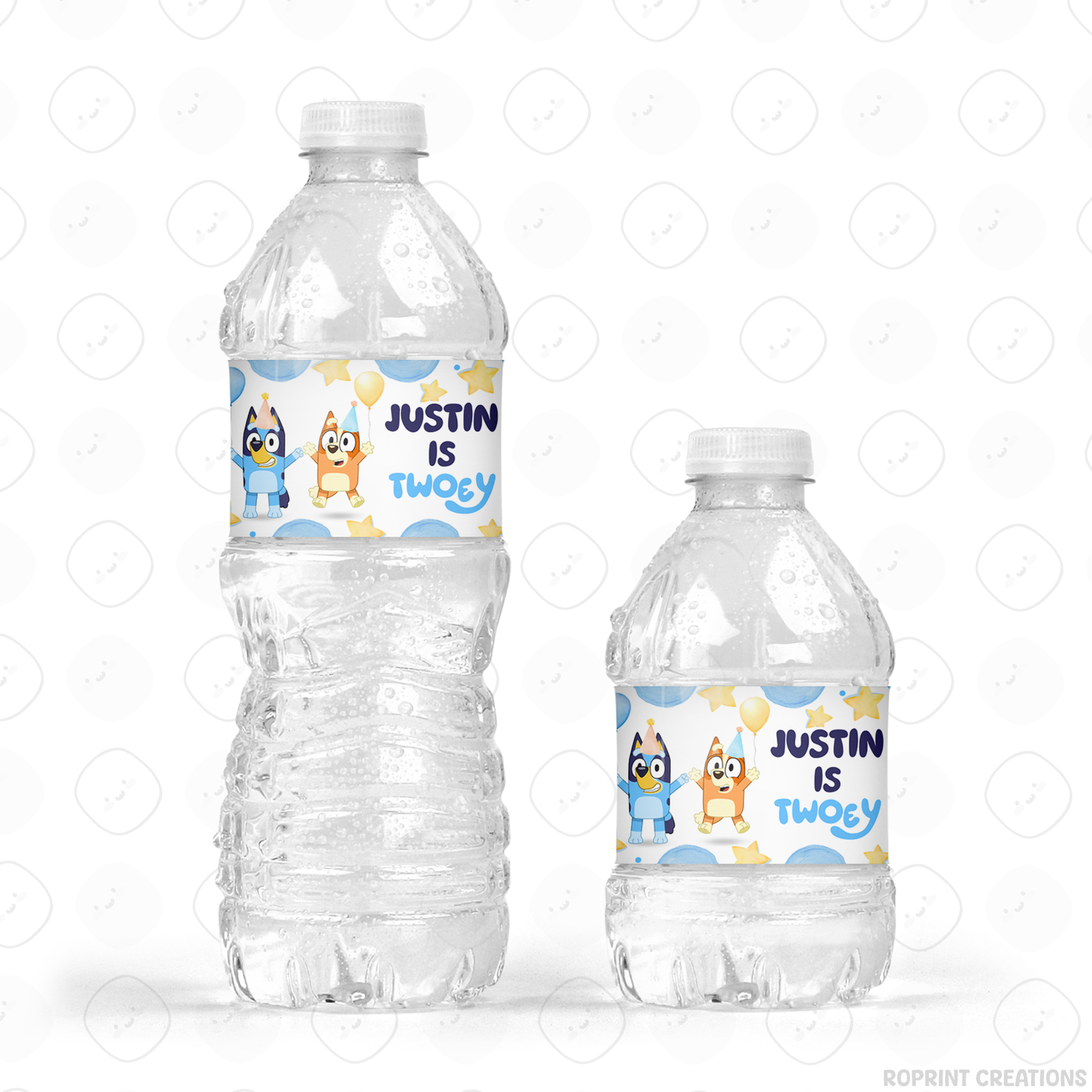 Bluey TWO-EY 2nd birthday party favors, editable Bluey second birthday printable favor template