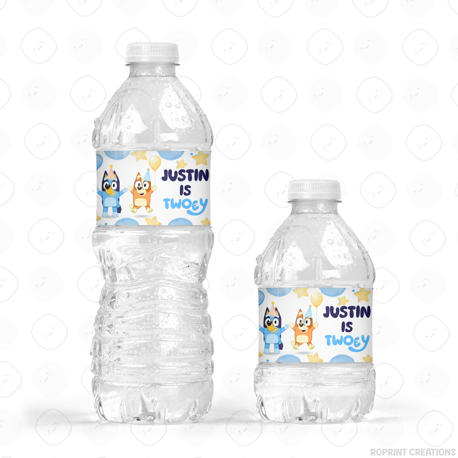 Bluey TWO-EY 2nd birthday party favors, editable Bluey second birthday printable favor template