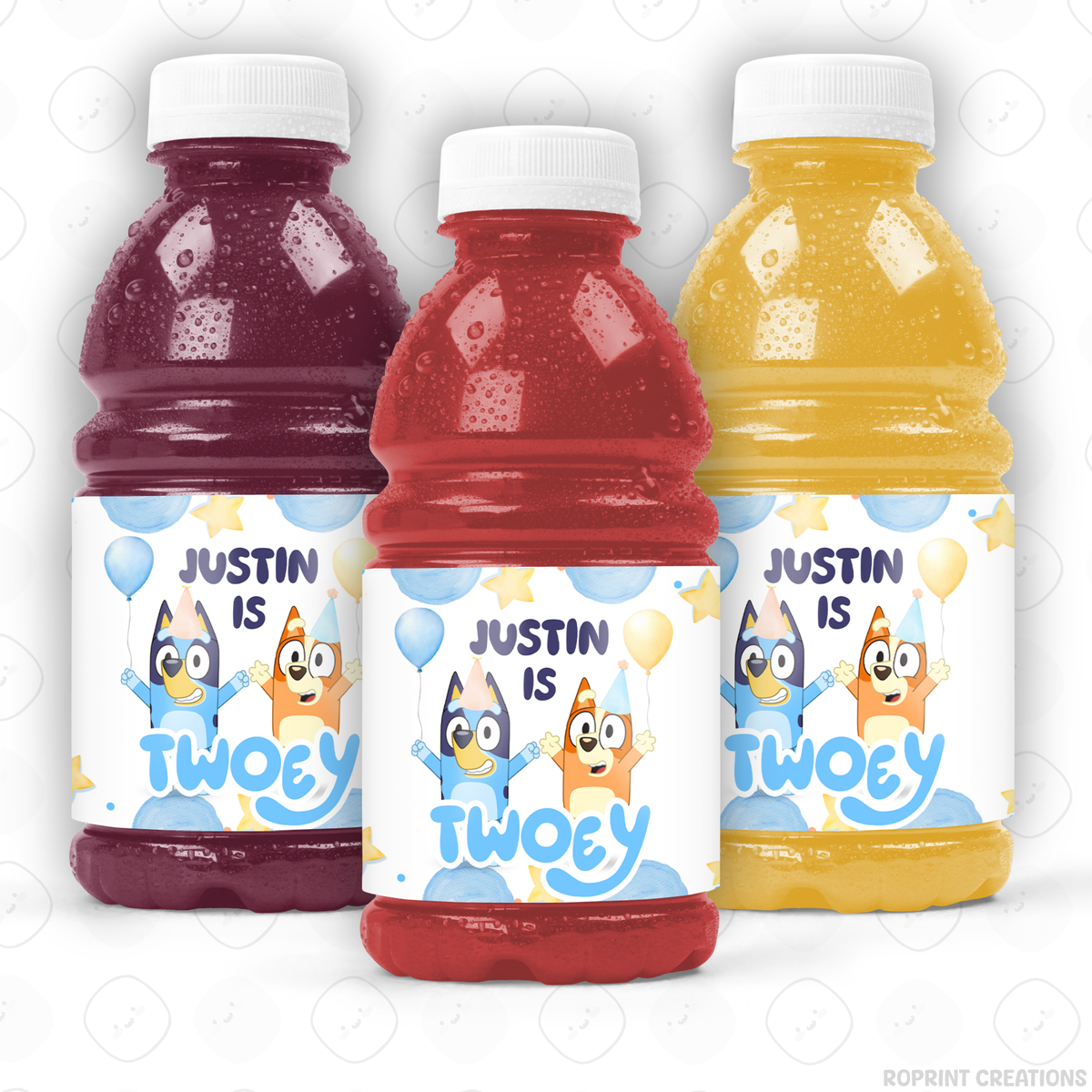Bluey TWO-EY 2nd birthday party favors, editable Bluey second birthday printable favor template