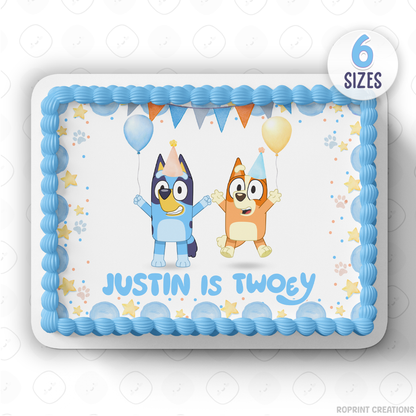 Celebrate your little one turning two with this Bluey TWO-EY cake topper! Download, edit, and print to create a fun and colorful 2nd birthday cake decoration.